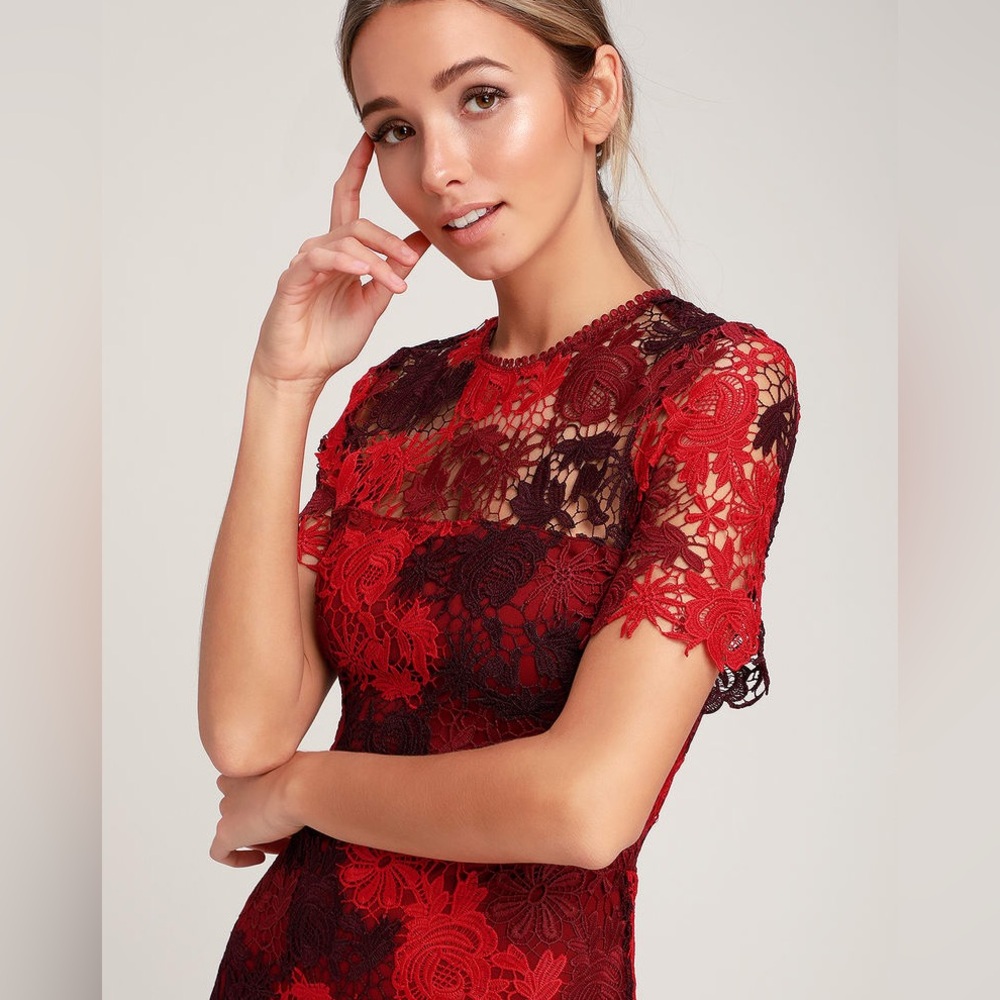 Lulu’s Season of Joy Multi Lace Midi Dress in XS NWT